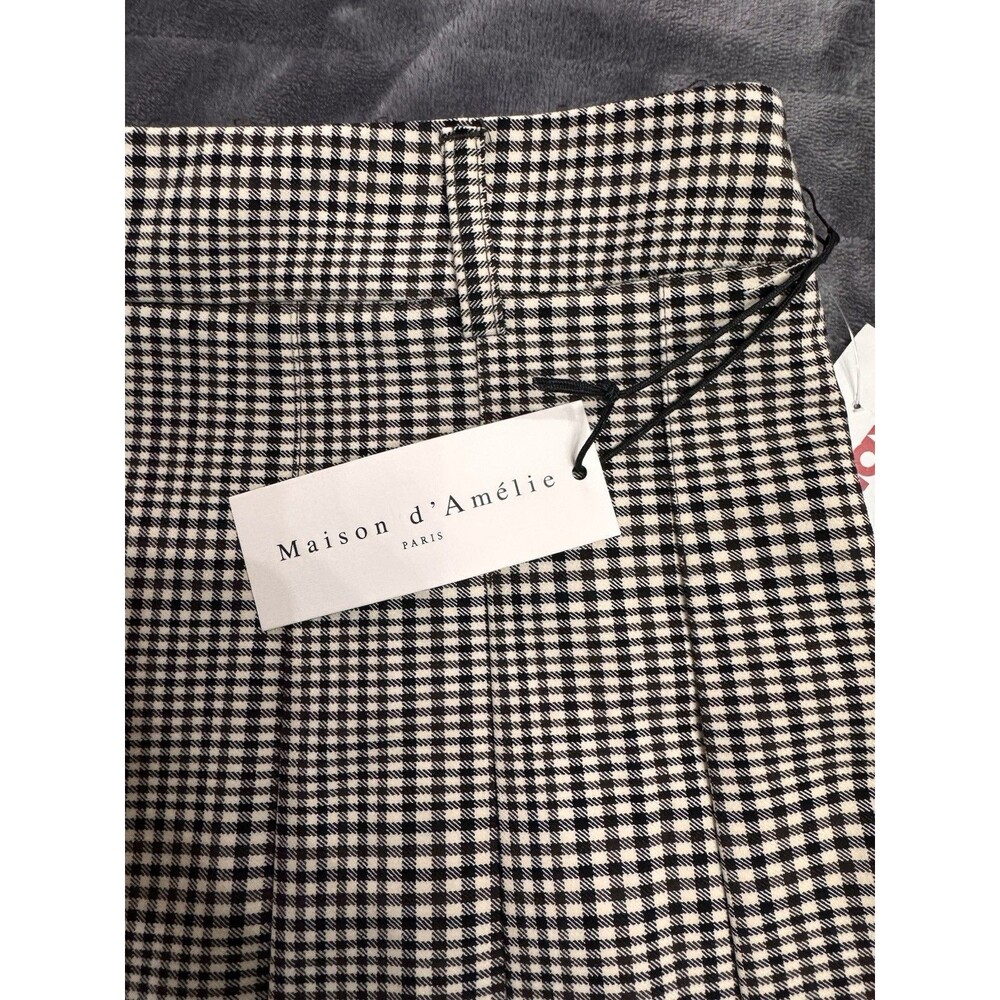MAISON D'AMELIE Black & White Houndstooth Pleated Mini Skirt Small NWT - Picture 2 of 10
